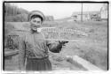 Man holding model boat