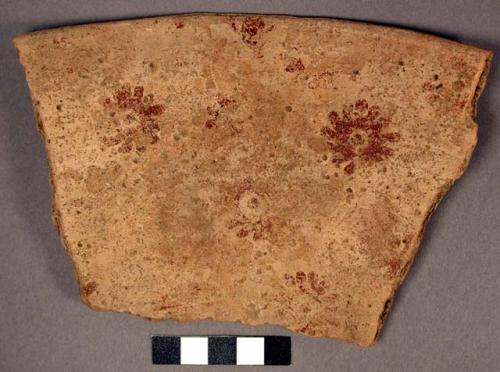 Ceramic rim sherd, interior painted flower decoration