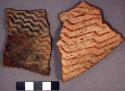 Ceramic rim sherds, red on buff painted decoration