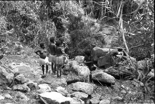 Women and girls at salt wells