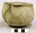 Ceramic jar, 2 lug handles, flared lip, shell temper, sherds missing
