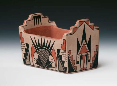 Rectangular polychrome vessel