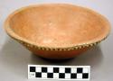 Ceramic bowl, Old Town Red, burnished surface, filleted notched rim