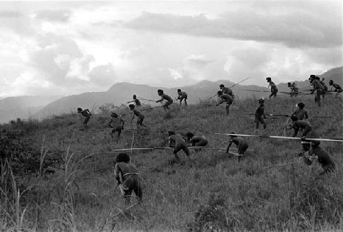 Warriors crouching