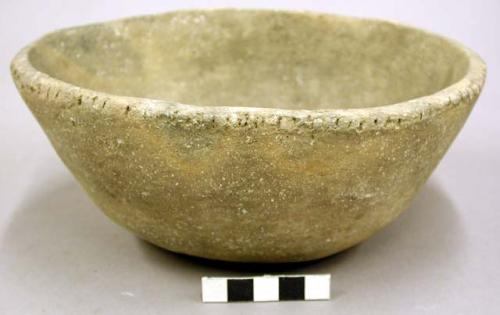 Complete ceramic bowls, notched design on rim