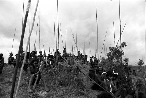 Men sitting on the end of the Warabara