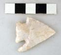 Chipped stone projectile point, corner notched, one barb broken