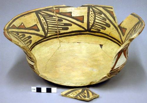 Early modern Hopi polychrome pottery restorable bowl