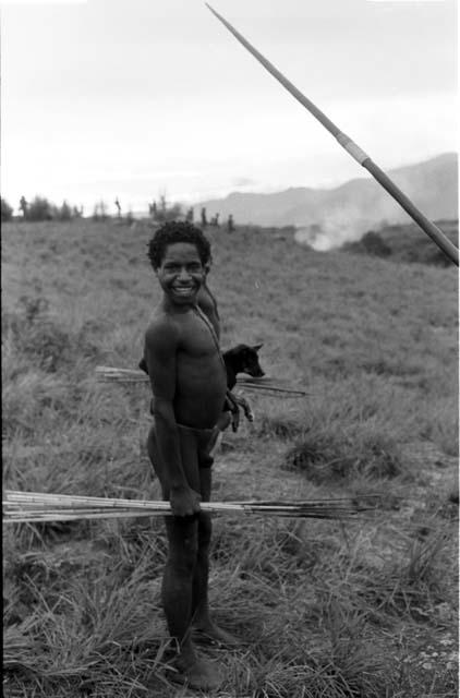 Young warrior with puppy