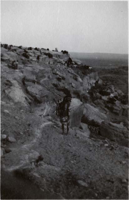 Man standing alongside cliff