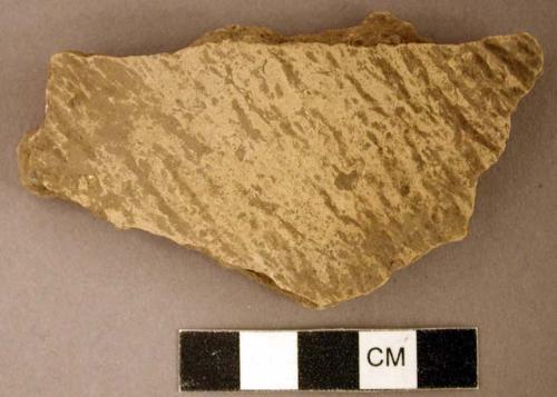 Ceramic, earthenware body sherd, cord-impressed, grit-tempered