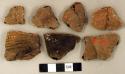 Coarse earthenware body sherds, some cord impressed