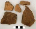 Ceramic, earthenware body sherds, cord-impressed and undecorated; two sampled for thin section