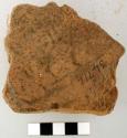 Ceramic, mud-brick, impressions on surface, fragment of "altar on which objects were found"