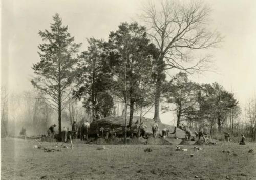 Men excavating at Harris Mound