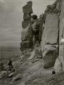 Hopi people standing along Walpi trail