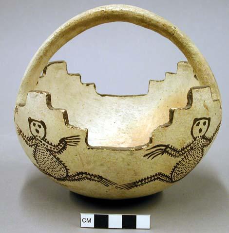 Brown on white pottery terraced bowl