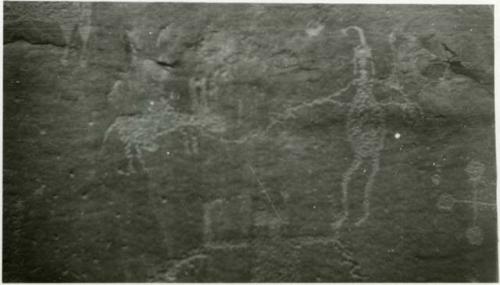 Carson's wall petroglyph of human and animal