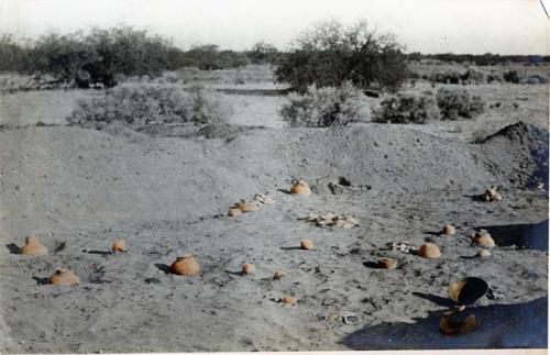 Color tinted print of Image of Ruin XXI-showing urns and accompanying vessels