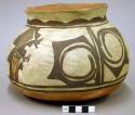 Jar, polacca polychrome style c. zuni rain bird design. 15.2 x 22.5 cm.