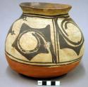 Jar, polacca polychrome style c. zuni rain bird design. 18.0 x 19.5 cm.