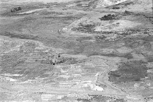 View from almost directly above the Tukumba out over the gardens in front of Homoak; the Warabara top center of the frame; Siobara showing just at the top of of the frame