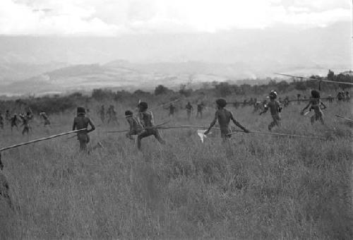 Men running on the front