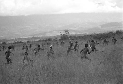 Men running on the front