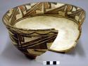 Bowl, polacca polychrome style c. int: linear design; ext: linear design. 14.3 x