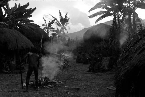 Fire burning; low; day of Weaké's funeral