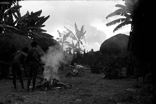 Fire burning; low; day of Weaké's funeral