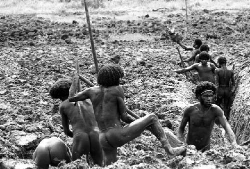 Men clearing a ditch