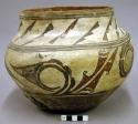 Jar, polacca polychrome style b. Zuni rain bird design. 19.5 x 27.0 cm.