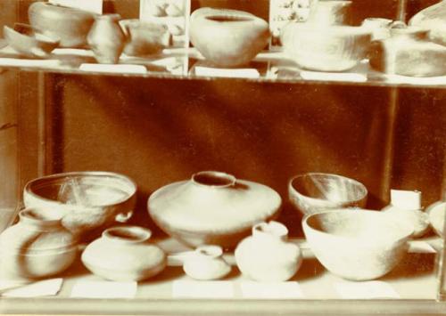 Pottery on display, Hemenway exhibit, Columbian Historical Exposition, Madrid 1892