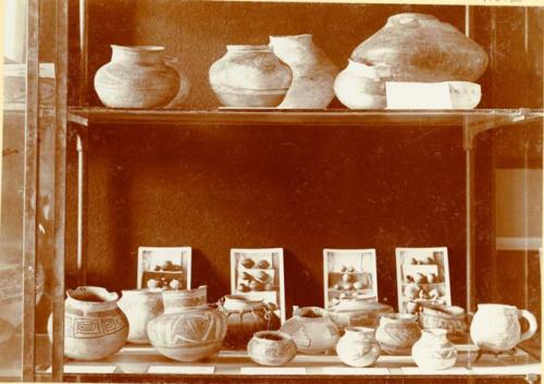 Pottery on display, Hemenway exhibit, Columbian Historical Exposition, Madrid 1892