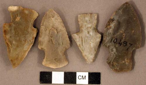 Chipped stone, projectile points, corner-notched and stemmed