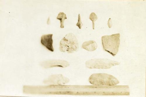 Flint implements and pottery fragments