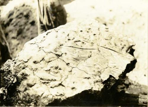 Scratched rock, possibly used as sharpening stone