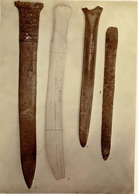 Four wooden knives