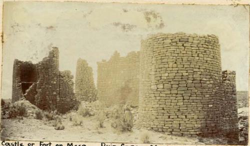 Castle or fort on mesa, ruins