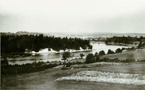 Looking southwest from site of Whaleback Shell Midden