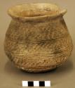 Ceramic jar, corrugated and banded, flared rim