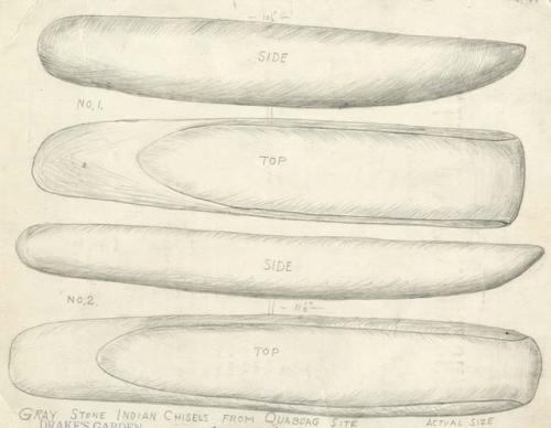 Gray stone Indian Chisels from Quaboag site.