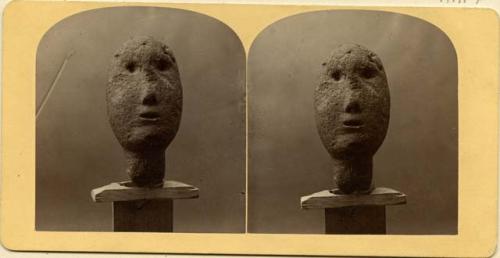 Effigy head, found in potato field at North Lisbon