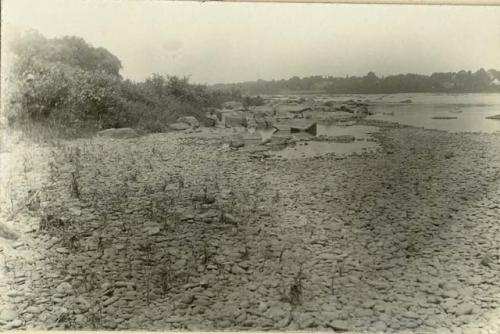 Pennsylvania shore of river above rail road bridge looking northeast