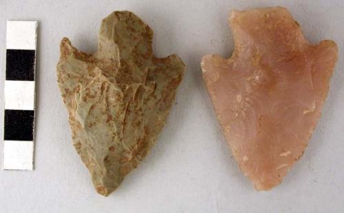 Chipped stone projectile points, corner-notched