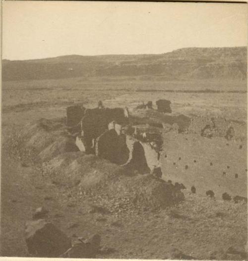 Southwest of Pueblo Bonito- the outer rooms excavated in winter of 1898-99