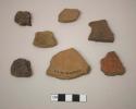 Coarse unslipped pot sherds, some tempered.