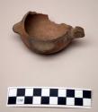 Ceramic bowl, partial, bird head, wing & tail, lug handle, shallow, broken