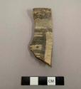 Rim sherd; jar; short neck, wide mouth, exterior black and white linear decoration, thin section removed - gila polychrome?